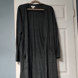 Ava And Viv Women's Charcoal Cardigan Duster 1x